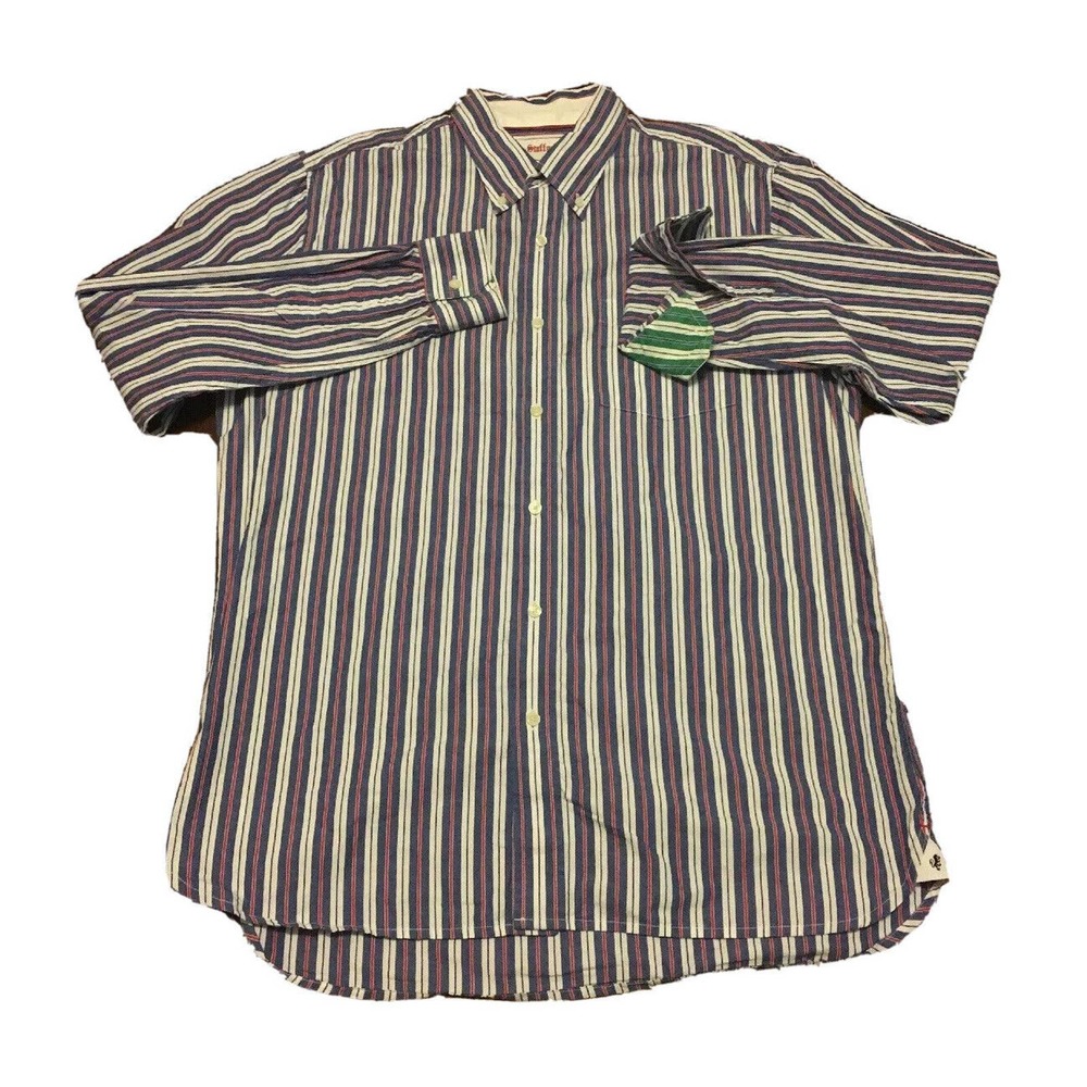 Stafford Prep L Multicolor Striped Flip Contrast Cuff Long Sleeve Button Shirt